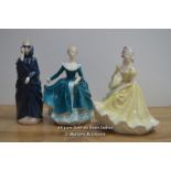 THREE ROYAL DOULTON FIGURINES, NINETTE, JANINE AND MASQUE TALLEST 22CM HIGH