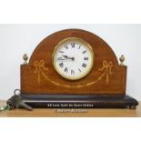 *EDWARDIAN 8 DAY MAHOGANY CASED MANTLE CLOCK (GREAT WORKING ORDER) / 29 X 28 X 8CM [LQD215]