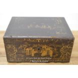 *CHINESE PAPIERMACHE TEA CADDY LACQUERED GILT LEAD LINING [LQD215]