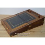 *VINTAGE WOOD & BRASS WRITING SLOPE BOX [LQD215]