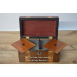 *MARQUETRY INLAID TUNBRIDGE WARE MAHOGANY TEA CADDY [LQD215]