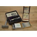 VINTAGE BOXED GILLETTE RAZOR AND ONE OTHER, DECORATIVE MATCH BOX CONTAINING DORCHESTER HOTEL MATCHES