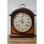 *SERVICED, COMITTI OF LONDON 8DAY HERMLE MAHOGANY INLAID BELL STRIKE MANTLE CLOCK [LQD215]