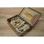 *40 19TH CENTURY BOVINE BONE PRISONER OF WAR DOMINOES [LQD215]