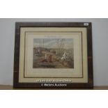 *PRINT OF HUNTING SCENE 'THE FIRST STEEPLE CHASE ON RECORD. PLATE 11 / 66 X 56CM [LQD215]