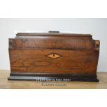 *19TH CENTURY LARGE EMPTY MAHOGANY SARCOPHAGUS TEA CADDY FOR RESTORATION [LQD215]