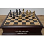 *NEW NAUTICALIA CHESS BOARD SET PEWTER FIGURES / NEW & COMPLETE [LQD215]