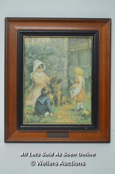 *SPRING DECORATION BY AGNES GARDNER KING 1880-1902 FRAMED & MOUNTED WOOD FRAME / PRINT, 19 X 24CM [