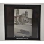 *GLASS MAGIC LANTERN SLIDE CAR C1910 PARKED AT EINSIEDELN MONASTERY / GLASS CRACKED [LQD214]