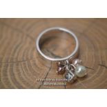 *STERLING SILVER 6MM BAND WITH MIKIMOTO PEARLS [LQD215]