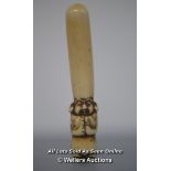 *JAPANESE BONE CARVED NETSUKE OF AN ELDERLY MAN, 7.5CM HIGH (LPGBA000000264385304) [LQD215]