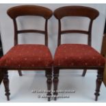 *PAIR OF SHERATON STYLE MAHOGANY BAR BACK DINING CHAIRS / SEAT - 46CM HIGH [LQD215]