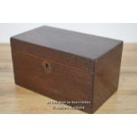 *VICTORIAN MAHOGANY TWO DIVISION TEA CADDY 19 X 10.3CM C. 1850 [LQD215]