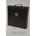 *BRAMAH CASE WRITING SLOPE WITH BRAMAH LOCK, CROCODILE LEATHER COMPLETE / WITH KEY [LQD215]