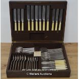 *MAPPIN & WEBB GRECIAN 58 PIECE BOVINE BONE CUTLERY CANTEEN & KEY [LQD215]