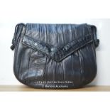 *EEL SKIN BLACK LEATHER SHOULDER BAG SMALL HANDBAG [LQD215]