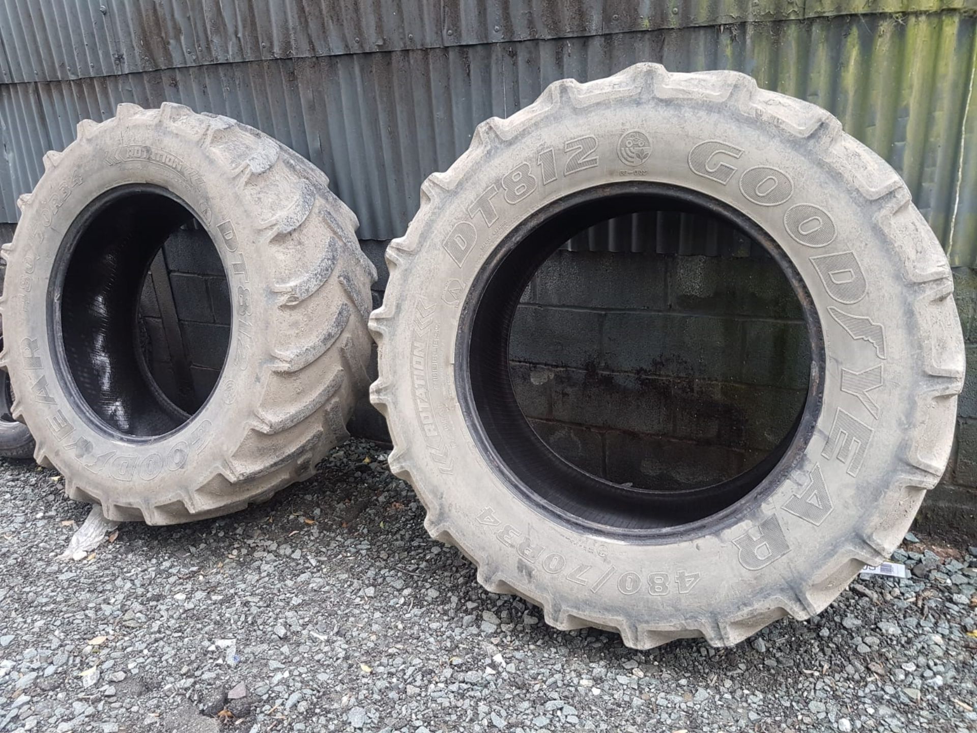 Pair of 480/70/34 Goodyear tyres