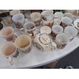 COLLECTION OF COMMERATIVE MUGS ETC