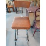 RETRO BAR STOOL WITH LEATHER SEAT