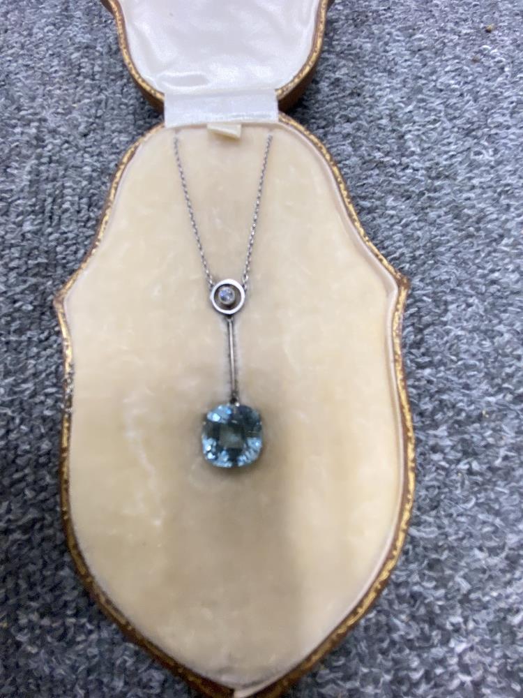 GOLD AQUAMARINE & DIAMOND PENDANT - Image 2 of 9