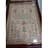 VICTORIAN SAMPLER FRAMED 17X12 INCHES