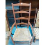 REPRO ARM CHAIR WITH RUSH SEAT