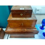 VICTORIAN TEA CADDY, 2 OTHER BOXES