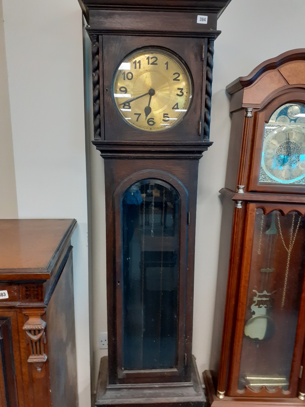 1920'S OAK GRANDFATHER CLOCK