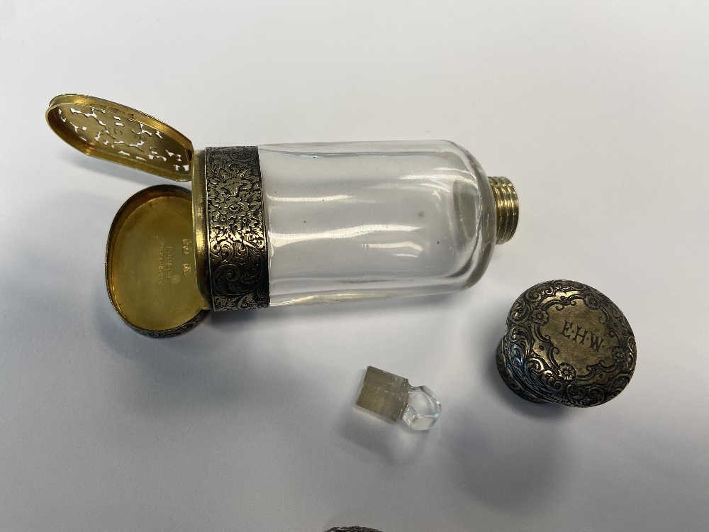 SAMSON MORDAN SILVER GILT TOPPED SCENT BOTTLE