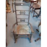 ART & CRAFTS ROCKER WITH RUSH SEAT