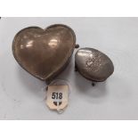HEART SHAPED SILVER TRINKET BOX WITH THR