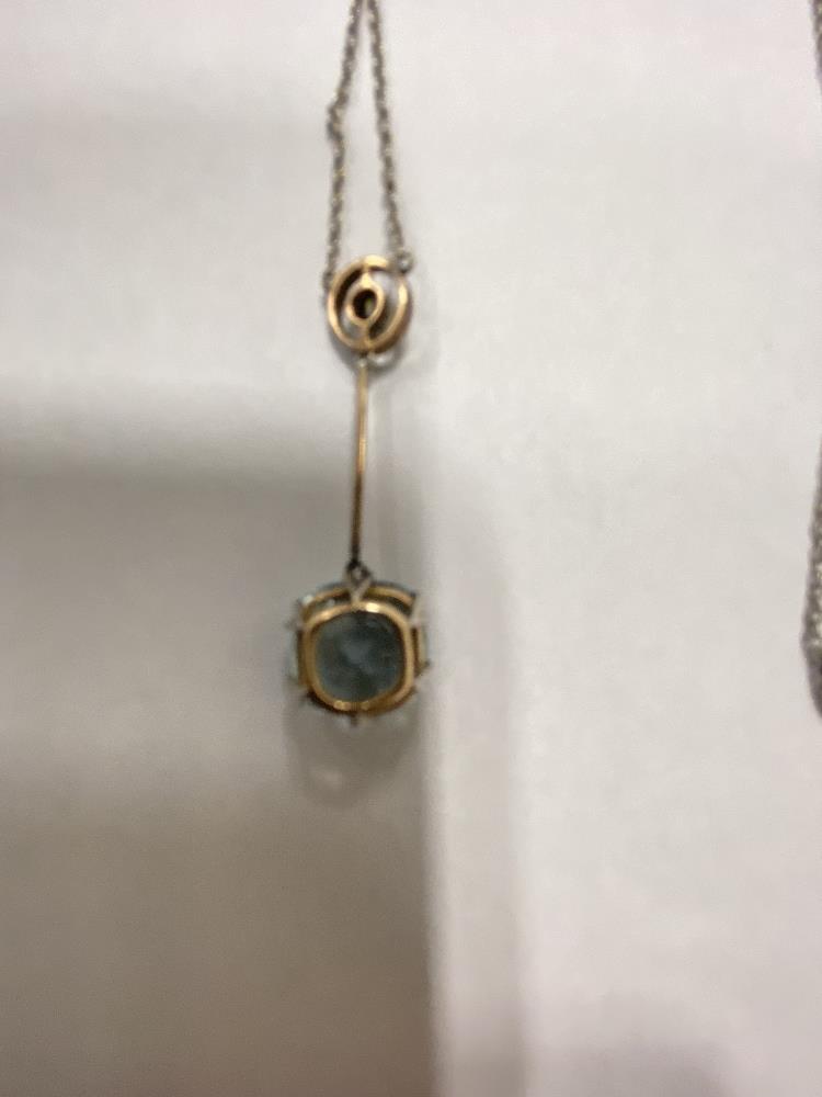 GOLD AQUAMARINE & DIAMOND PENDANT - Image 3 of 9