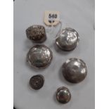 COLLECTION OF 6 SMALL SILVER PILL BOXES