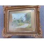 VICTORIAN WATERCOLOUR OF COTTAGE