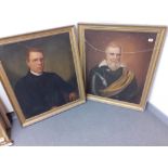 PAIR 19C OIL OF PASTOR AND OTHER. SIGNED