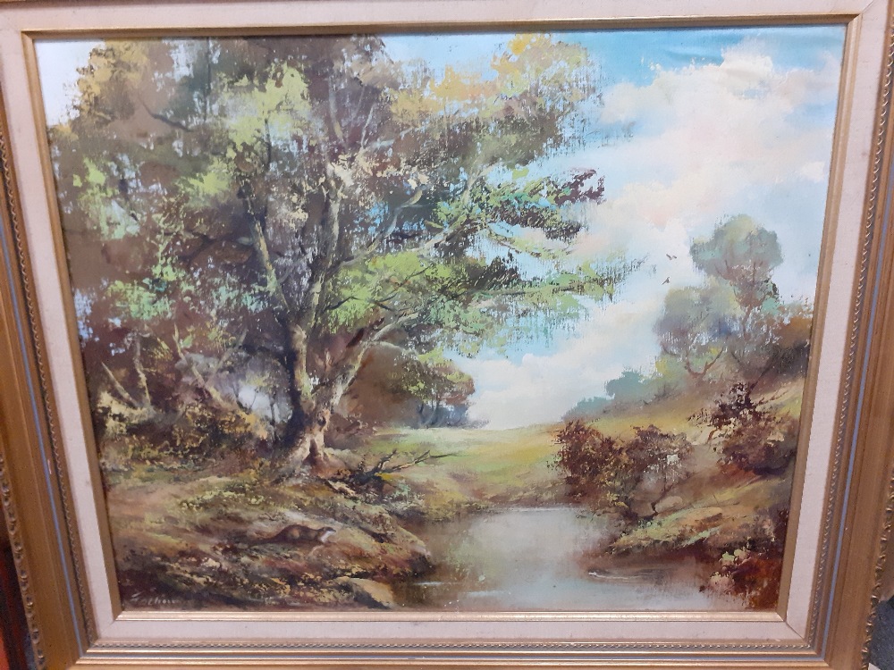 MODERN OIL WOODLAND SCENE