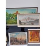 COLLECTION OF RETRO OILS & PRINTS