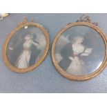 2 18C STYLE PORTRAITS, GILT FRAMES