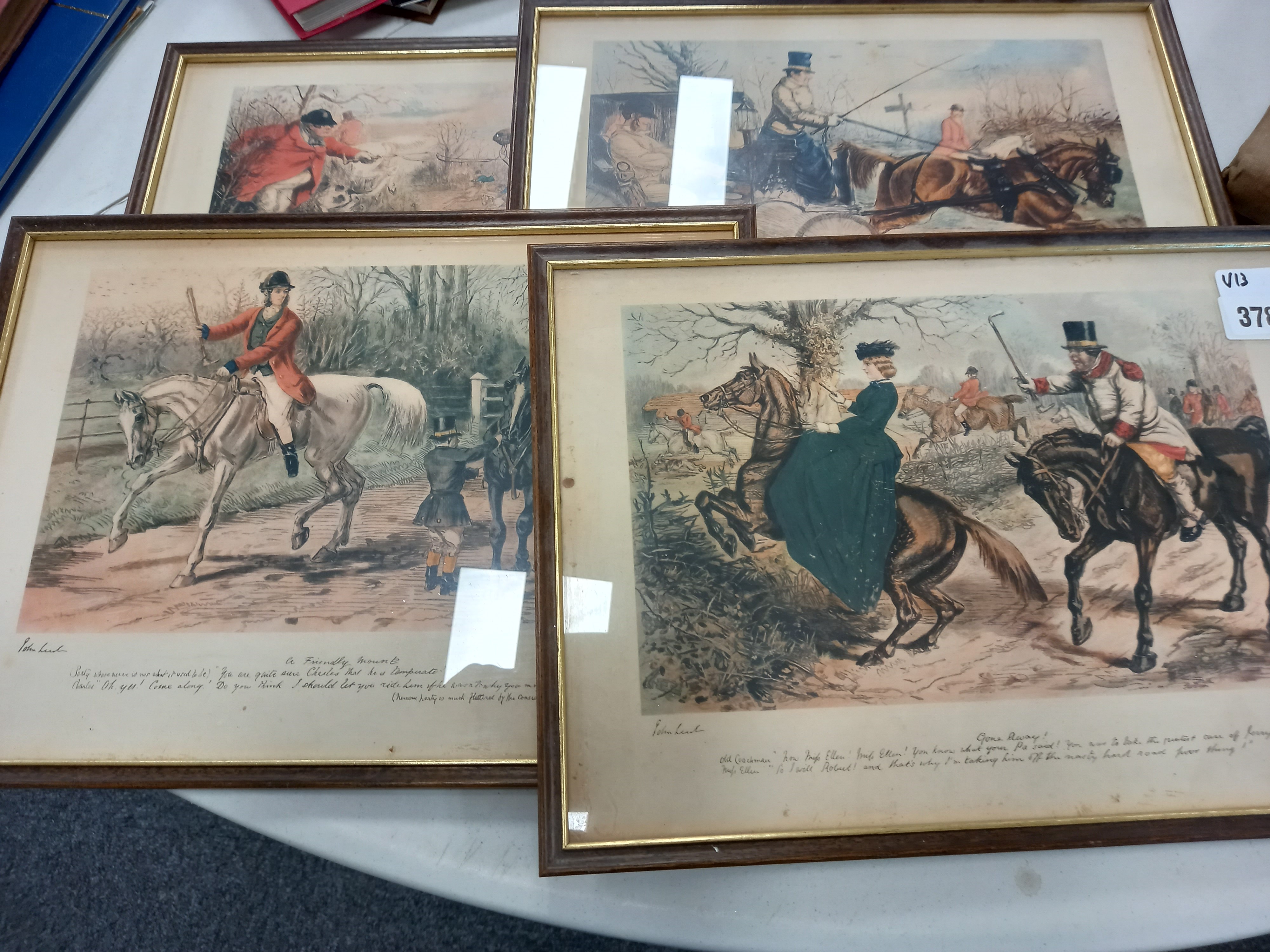 4 HUNTING PRINTS AFTER JOHN LEACH