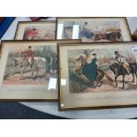 4 HUNTING PRINTS AFTER JOHN LEACH