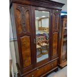 VICTORIAN MAHOGANY & WALNUT WARDROBE