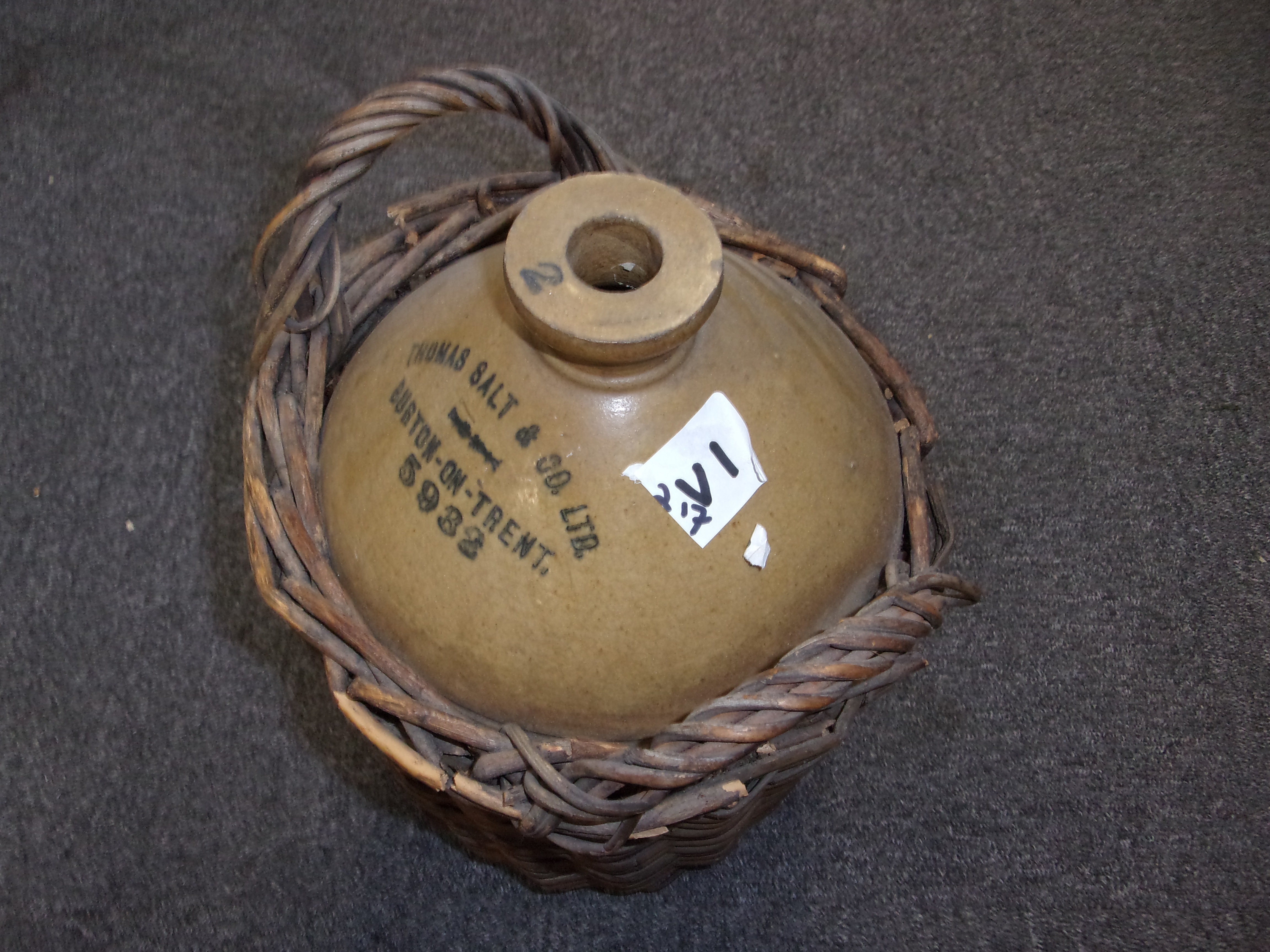 STONEWARE JUG IN WICKER BASKET - Image 3 of 9