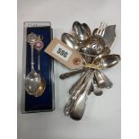 SIX H/M SILVER COFFEE SPOONS,PICKLE FORK