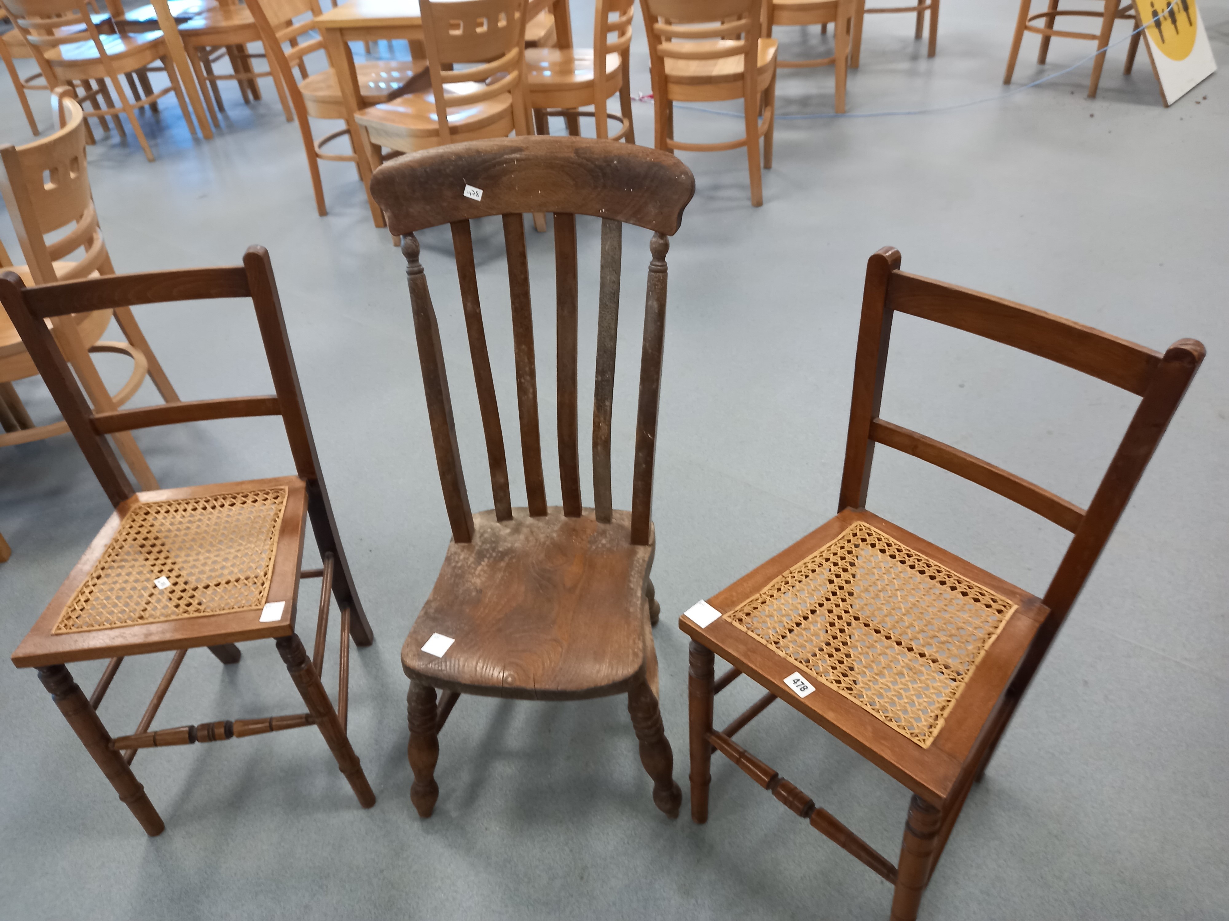 2 VICTORIAN BEECH BEDROOM CHAIRS