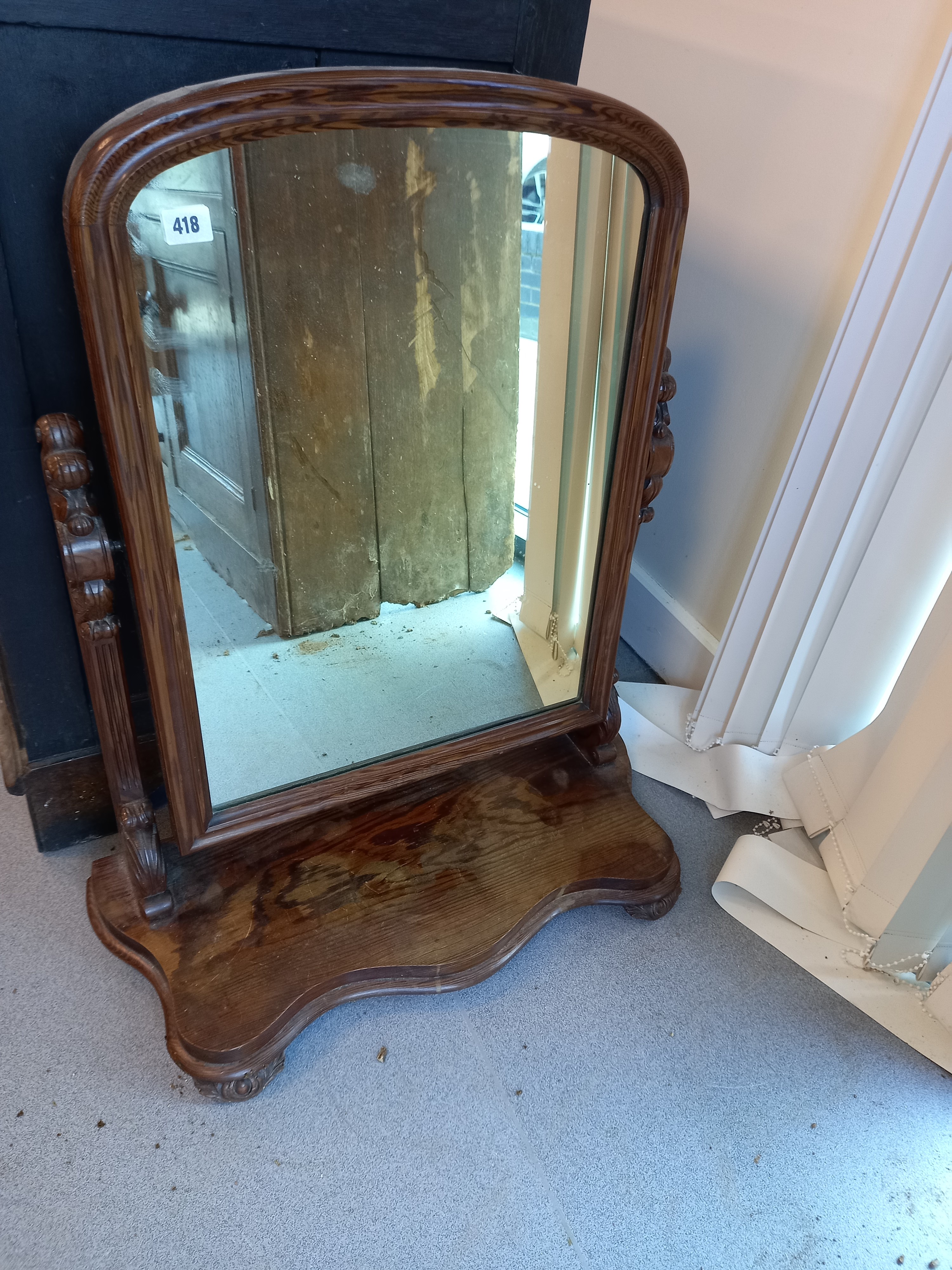 VICTORIAN OAK CARVED SWING MIRROR