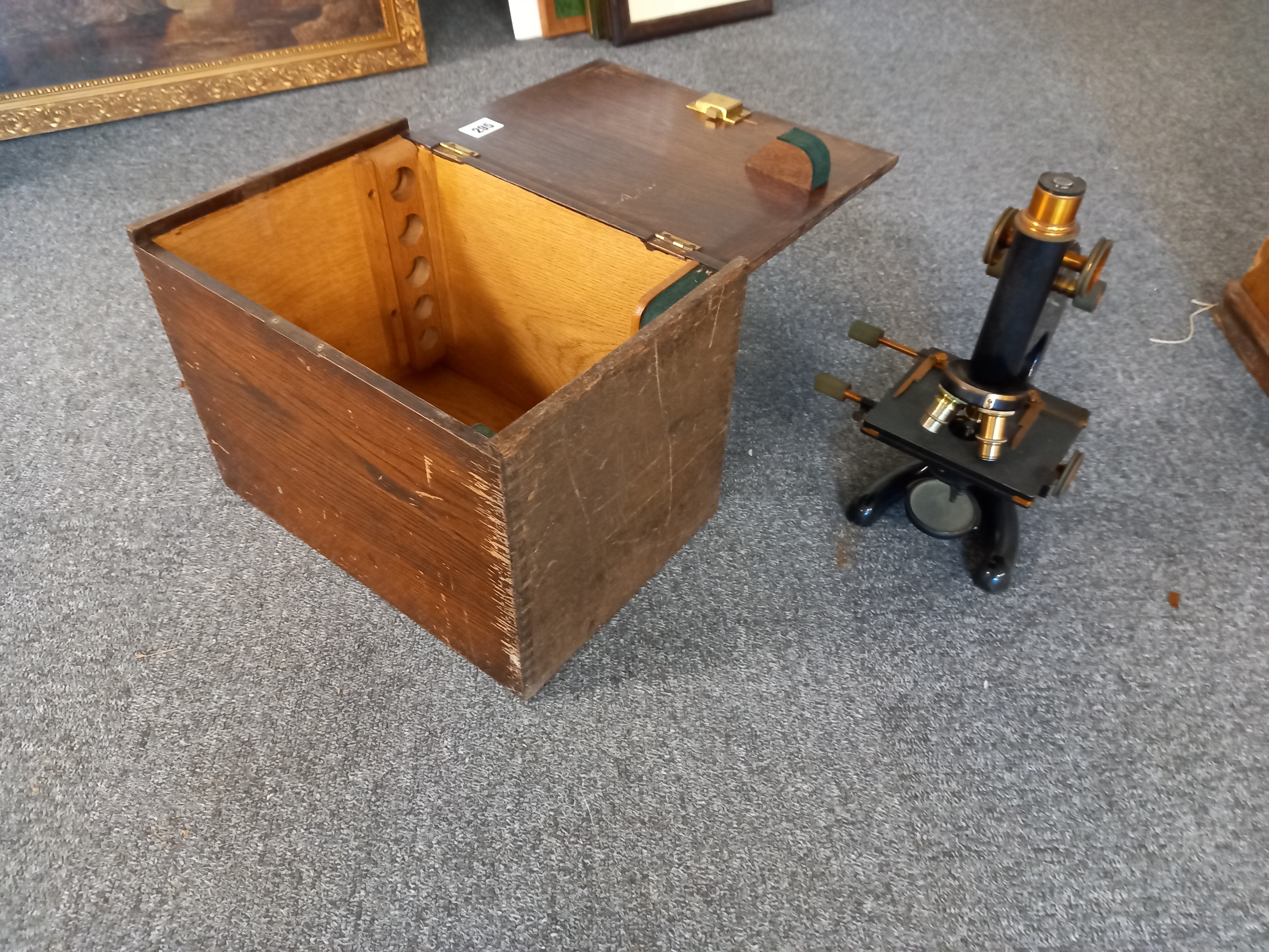 MICROSCOPE IN AN OAK CASE