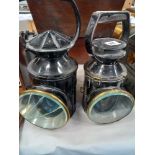 PAIR OF VICTORIAN RAILWAYMANS LAMPS