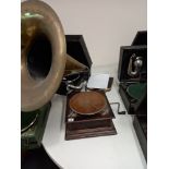 BRASS HORNED GRAMAPHONE