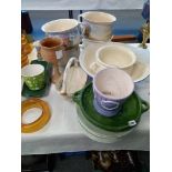 CHAMBER POT, POTTERY PLATES ETC