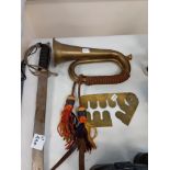 BRASS BUGLE, BUTTON GUARD, CURVE SWORD